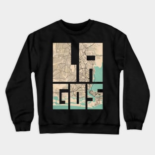 Lagos, Nigeria City Map - Vintage Crewneck Sweatshirt